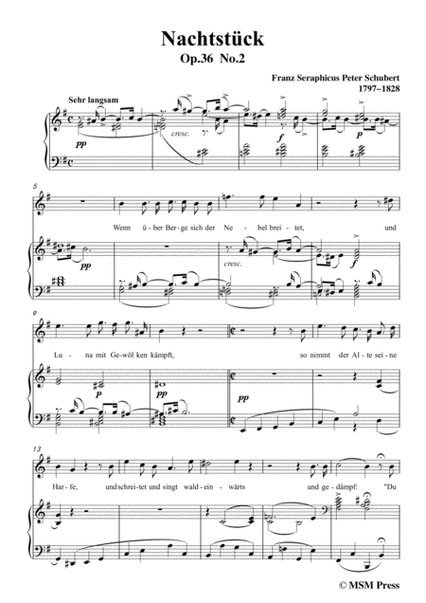 Schubert-Nachtstück,Op.36 No.2,in e minor,for Voice&Piano image number null