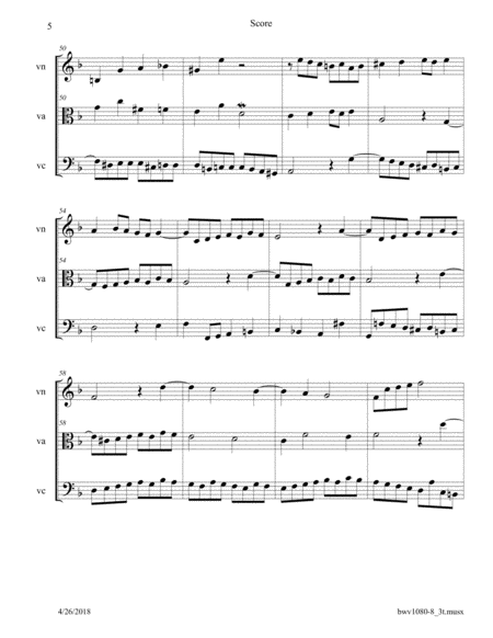 Bach: The Art of Fugue, (BWV 1080) Fugue No. 8 arr. for String Trio image number null
