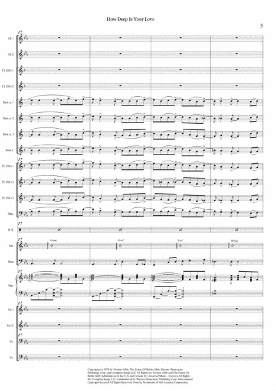 How Deep Is Your Love from the Motion Picture SATURDAY NIGHT FEVER Large Ensemble scores gallery preview page 6