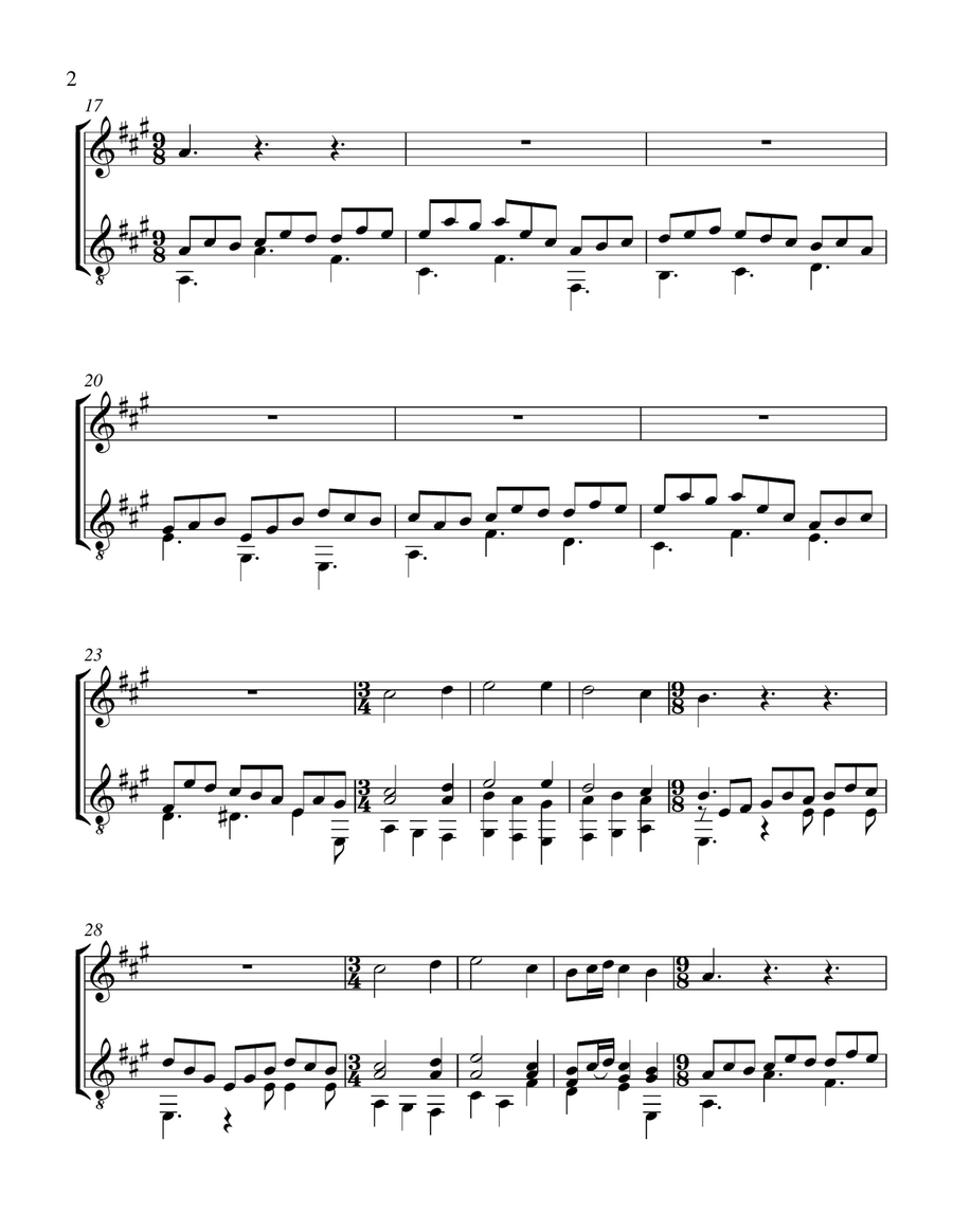 Jesu, Joy of Man's Desiring (Violin and Guitar) - Score and Parts String Duet scores gallery preview page 2