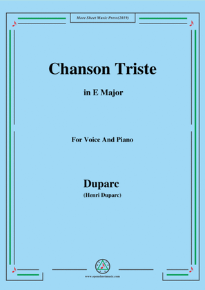 Book cover for Duparc-Chanson Triste in E Major