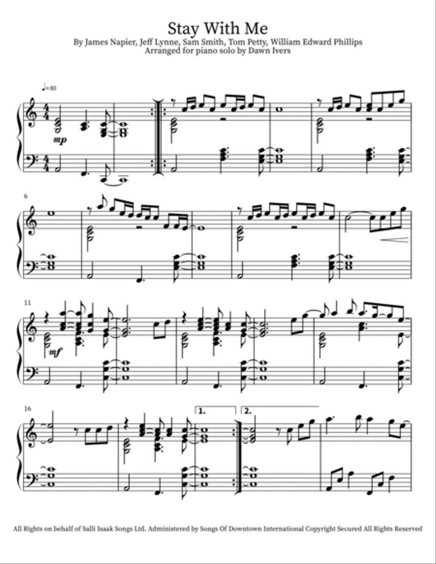 Stay With Me Piano Solo scores gallery preview page 2