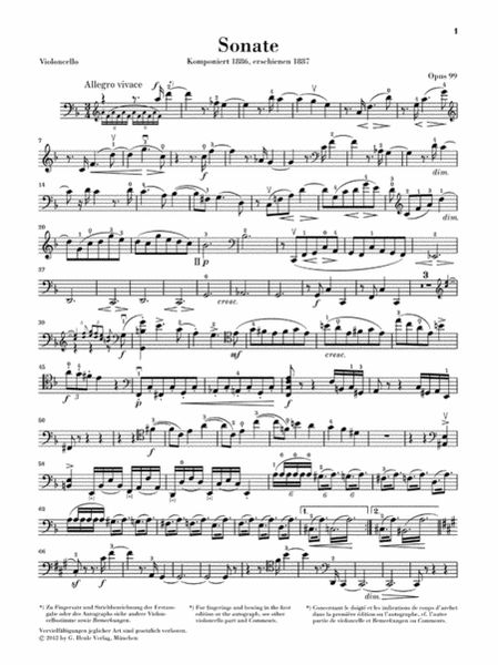 Sonata in F Major Op. 99 for Piano and Violoncello