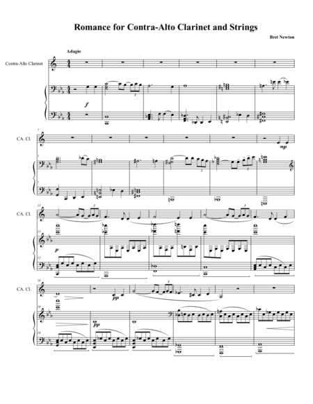 Romance for Contra-Alto Clarinet and Strings - Piano Reduction