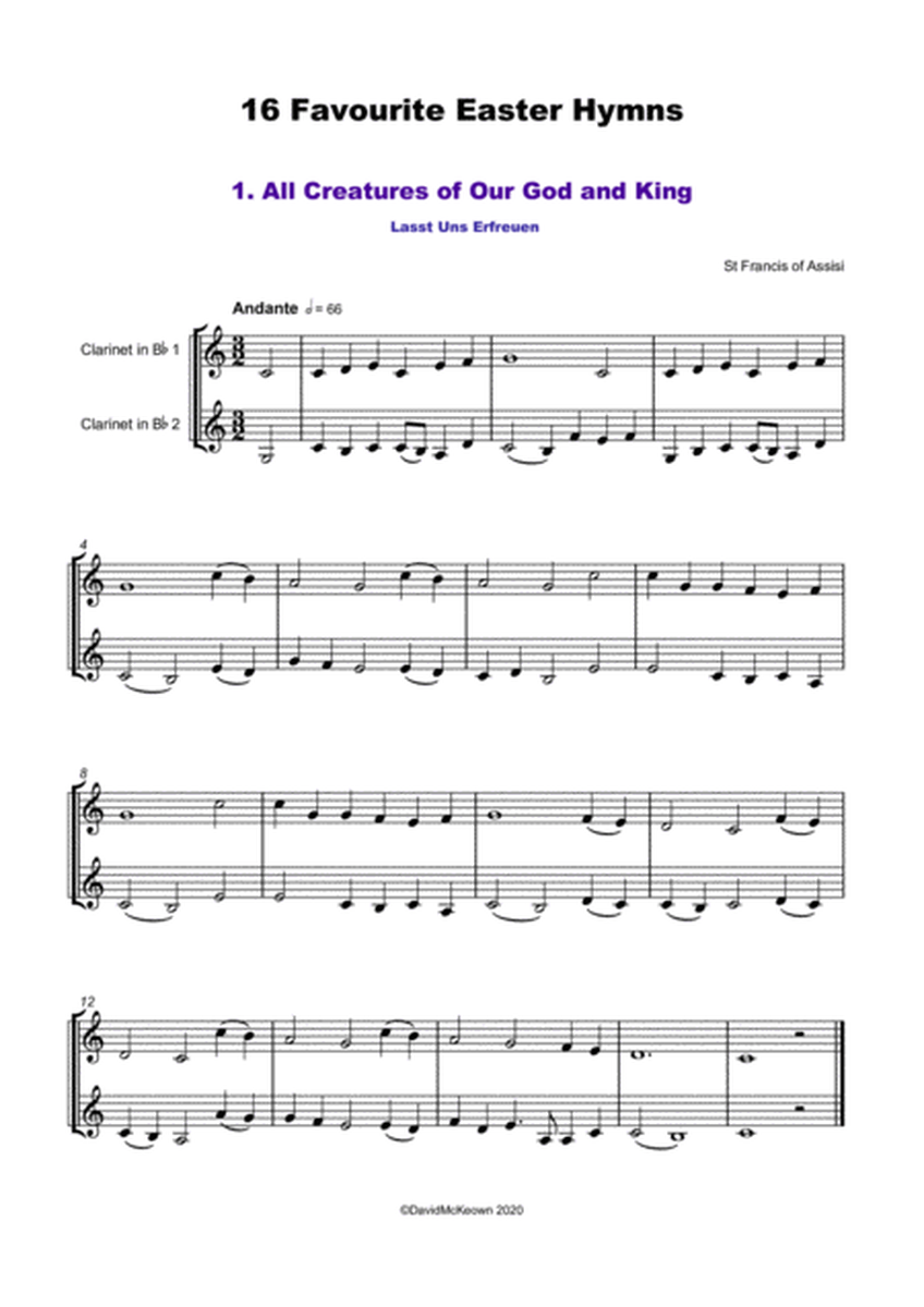 16 Favourite Easter Hymns for Clarinet Duet