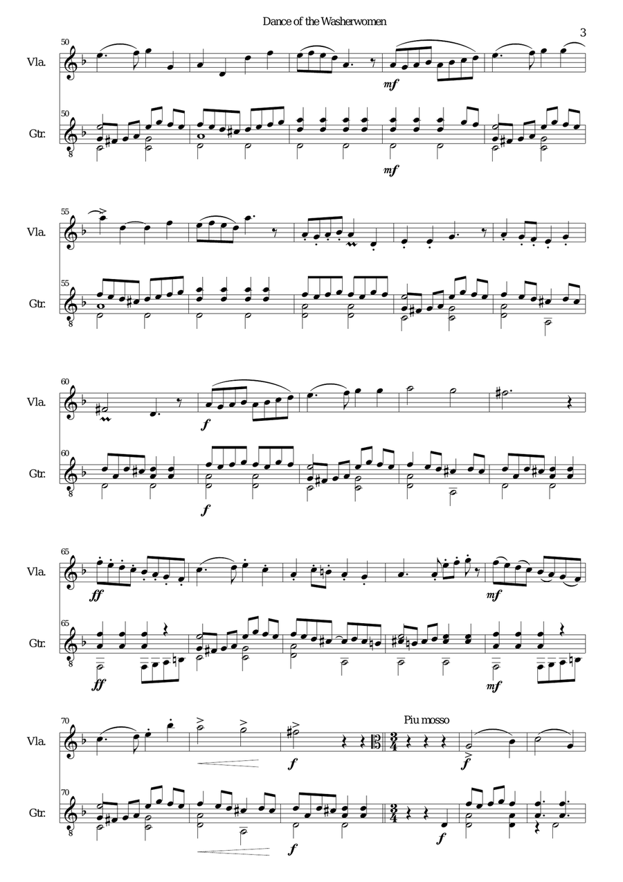 Dance of the washerwomen (with Hupfauf) for viola and guitar String Duet scores gallery preview page 3