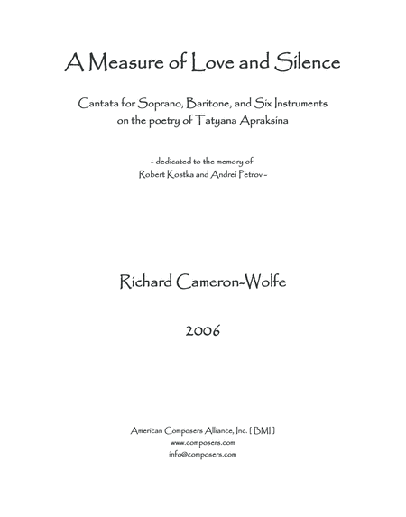 [Cameron-Wolfe] A Measure of Love and Silence