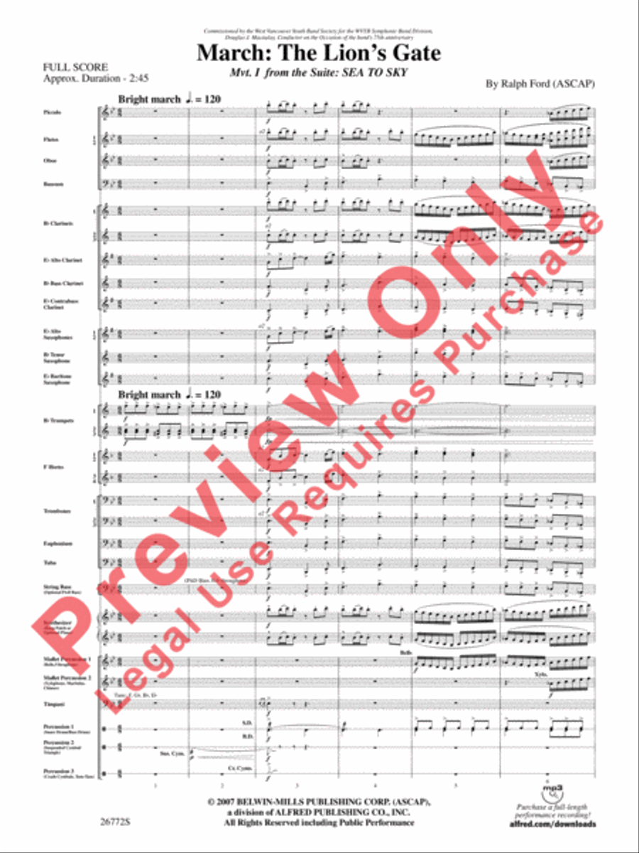 March: The Lion's Gate (Movement 1 from Sea to Sky) Concert Band scores gallery preview page 4