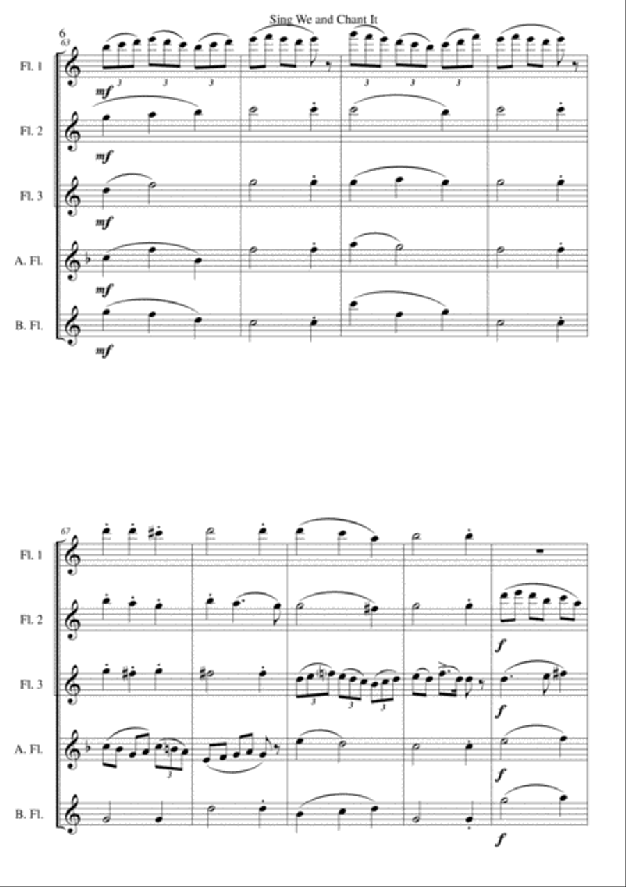Sing we and chant it (with variations) for flute quintet Sing we and chant it (with variations) for flute quintet Flute scores gallery preview page 6