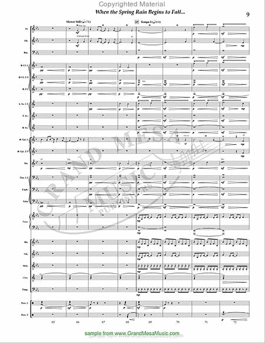 When the Spring Rain Begins to Fall Concert Band scores gallery preview page 10