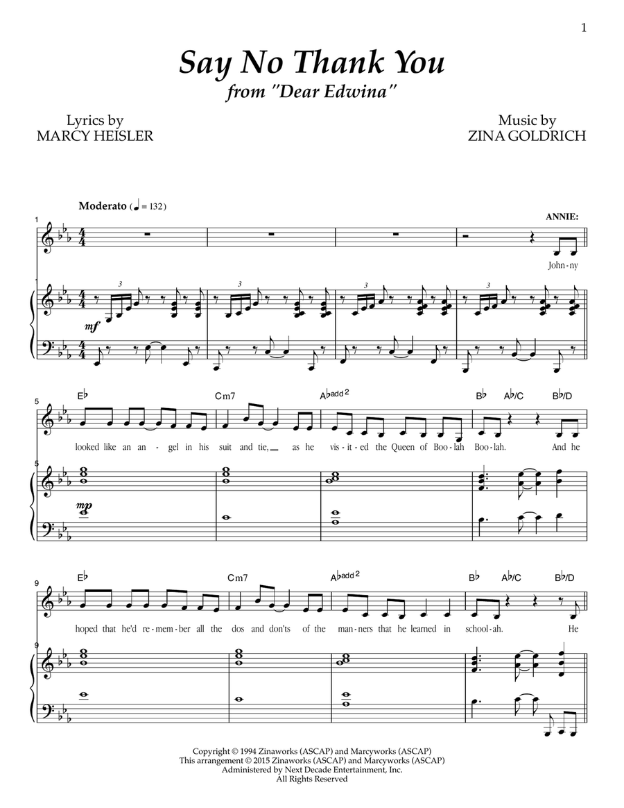Say No Thank You Voice scores gallery preview page 1