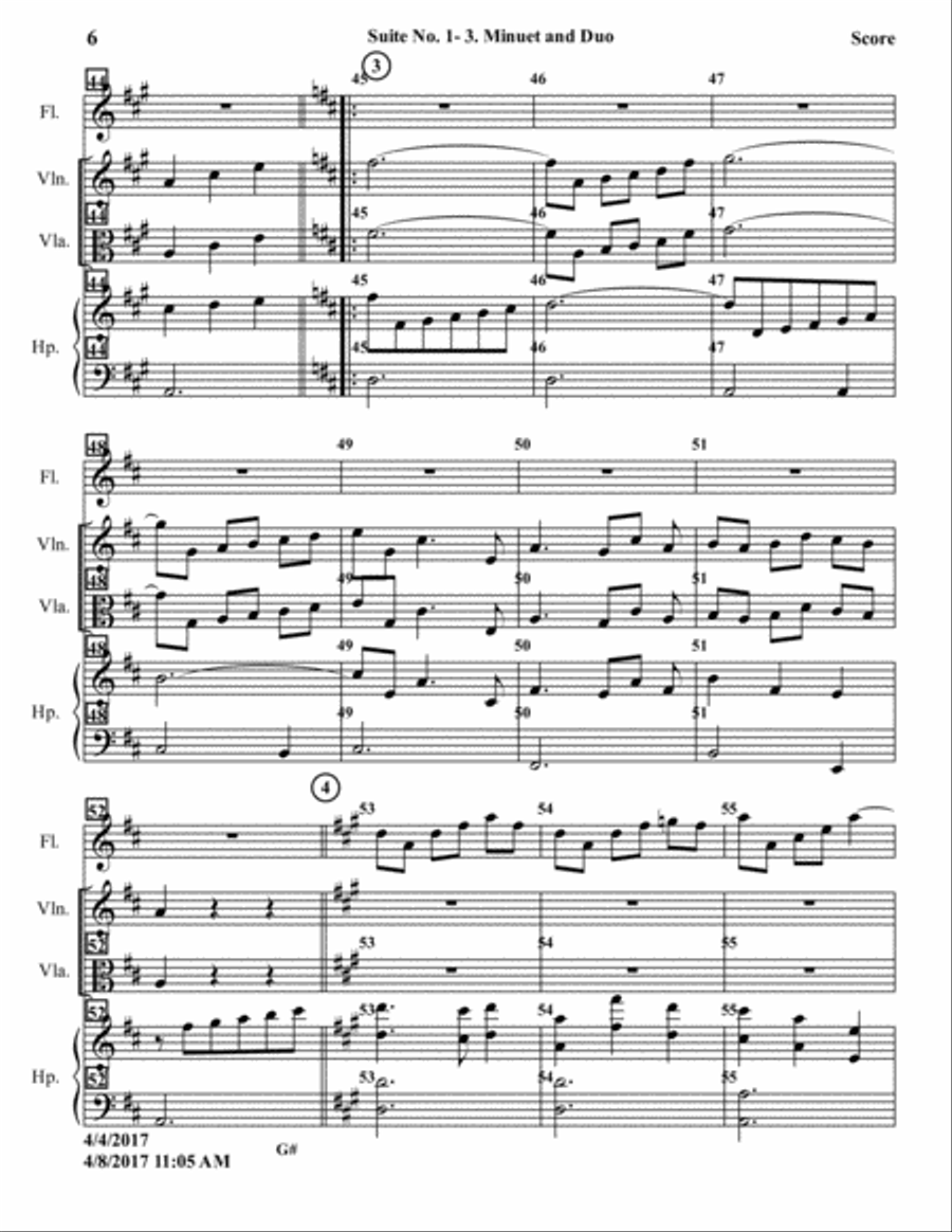 Suite No. 1 for Flute, Violx and Harp - Minuet and Duo image number null
