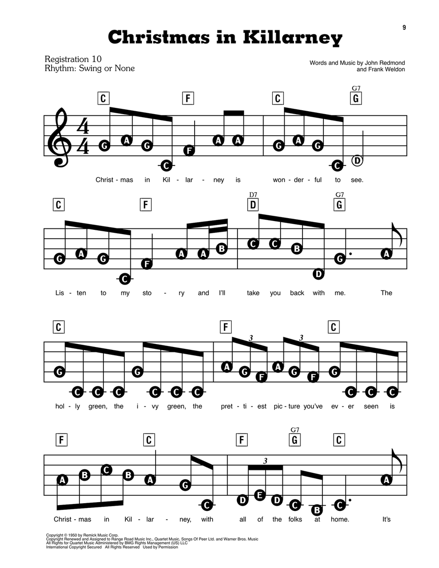 Christmas In Killarney Electronic Keyboard scores gallery preview page 1