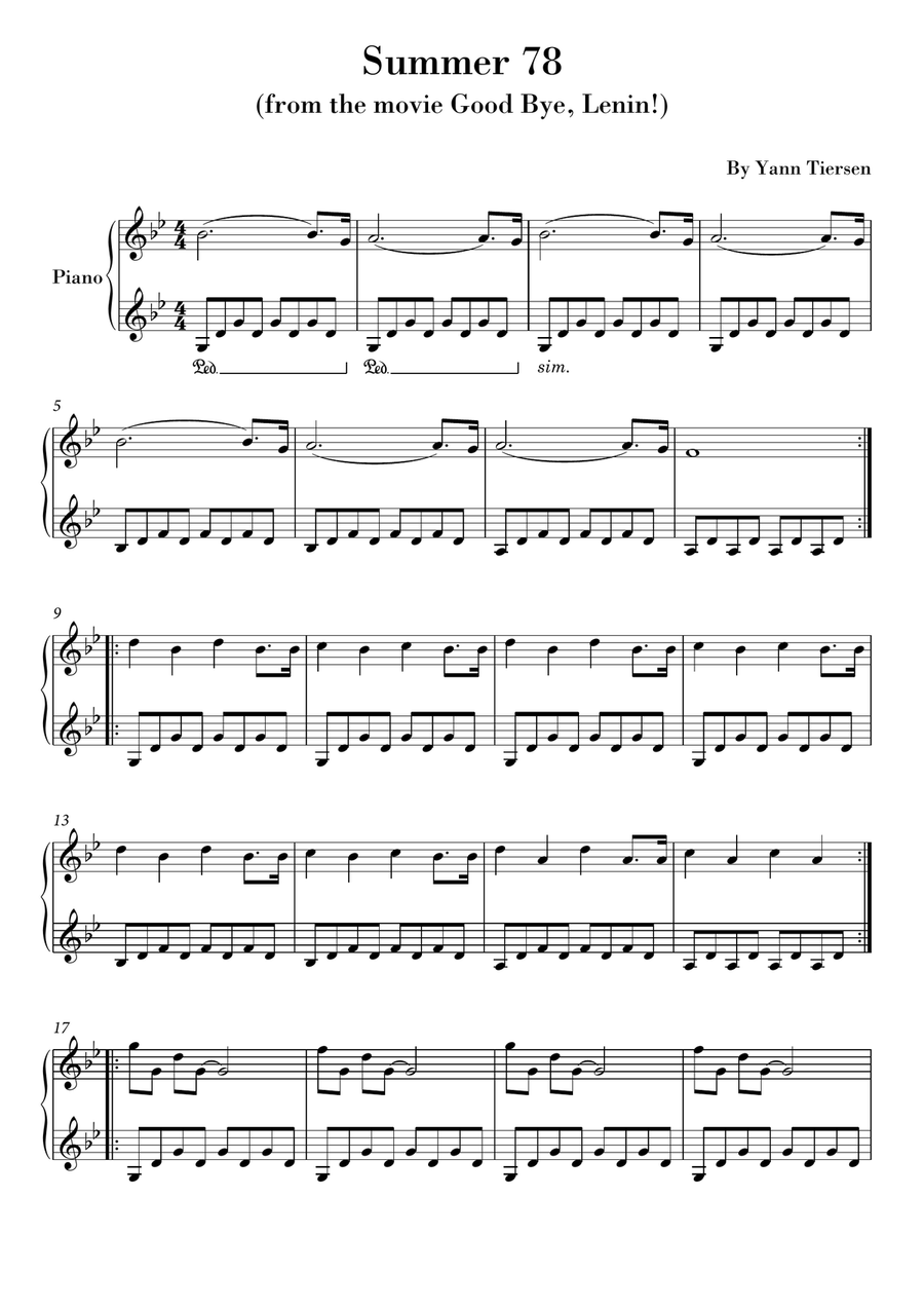 Summer 78 Piano Solo scores gallery preview page 1