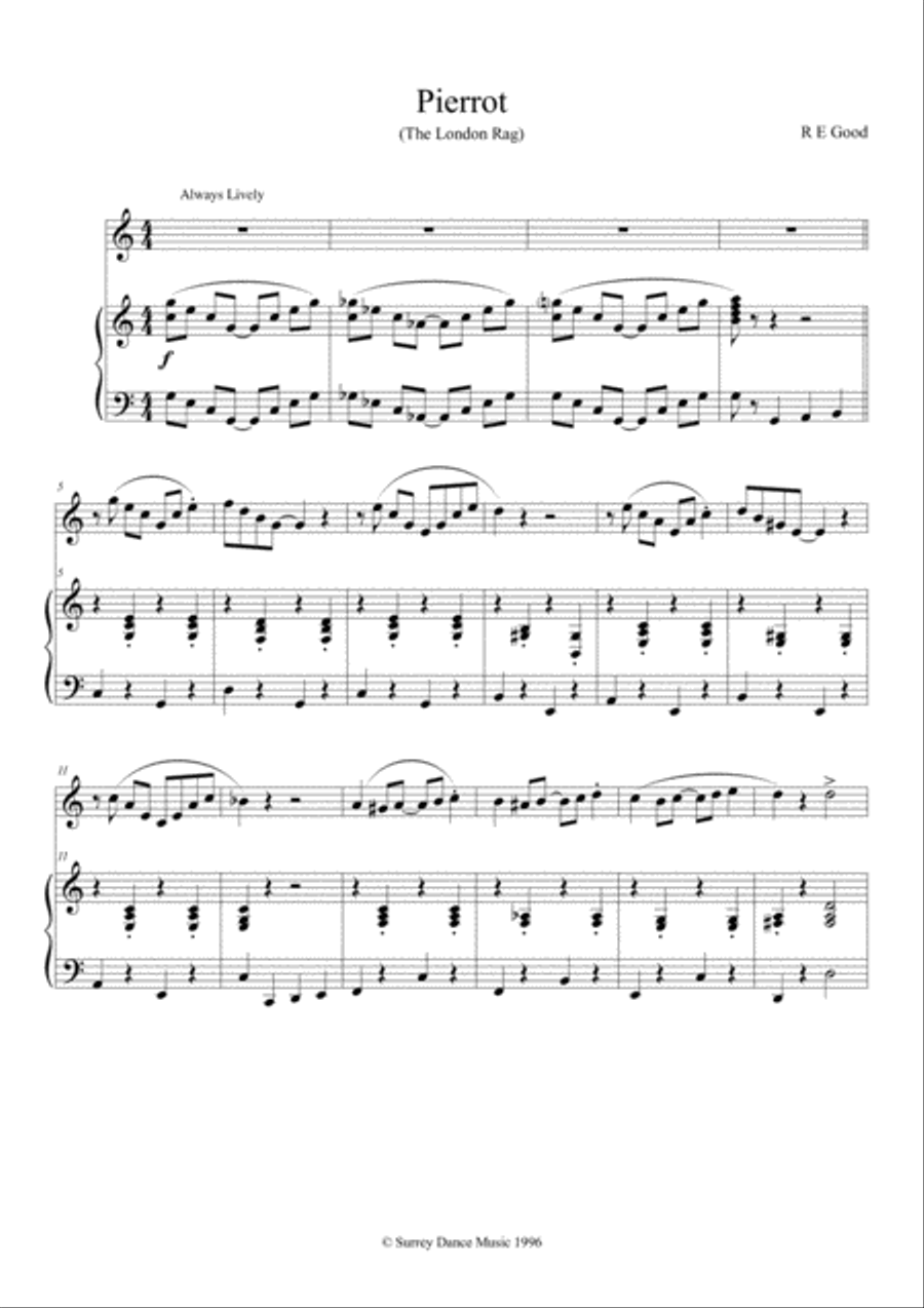 Pierrot (The London Rag) for Violin and Piano Violin Solo scores gallery preview page 1