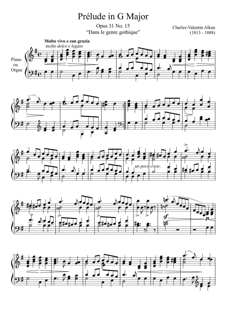 Prelude Opus 31 No. 15 in G Major Piano Solo scores gallery preview page 1
