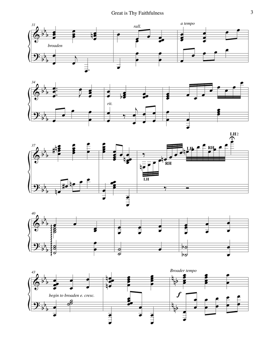 Great is Thy Faithfulness (advanced) Piano Solo scores gallery preview page 3