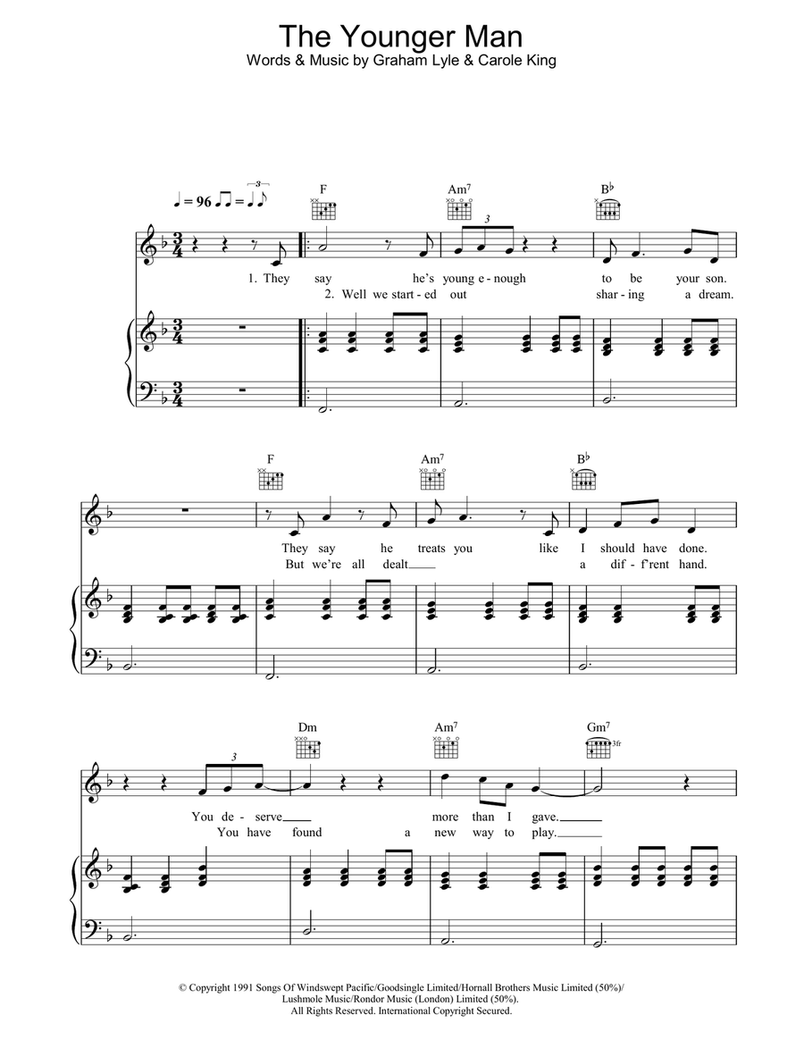 The Younger Man Piano, Vocal, Guitar scores gallery preview page 1