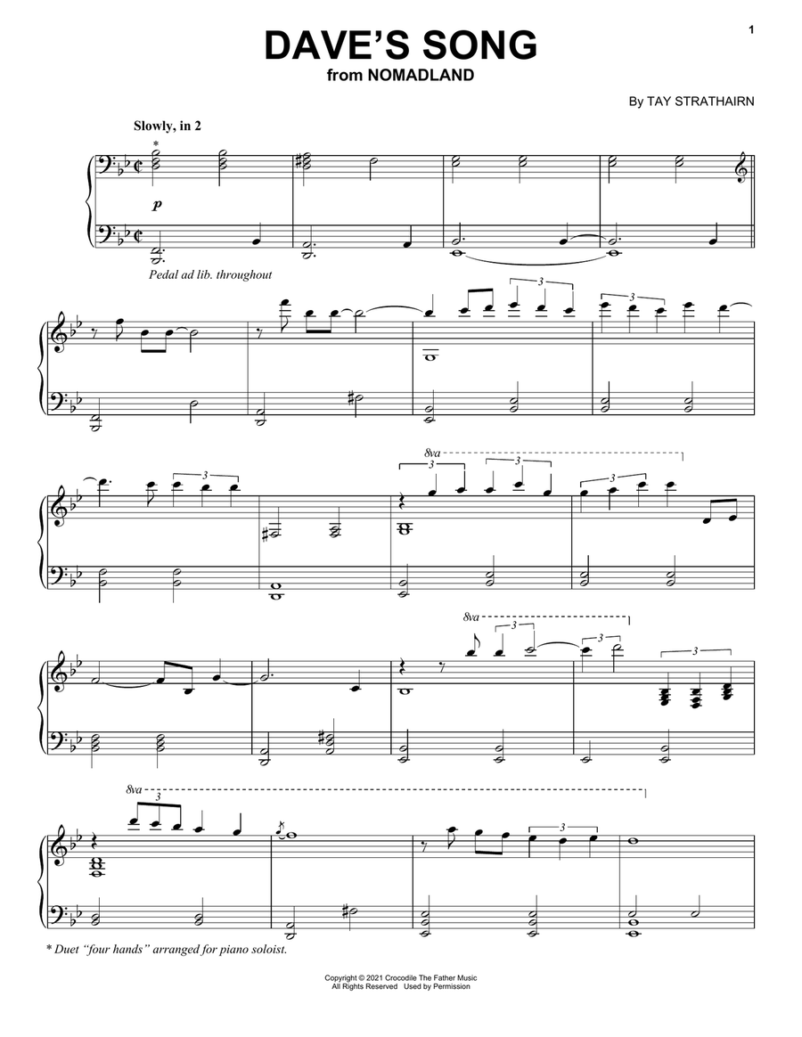 Dave's Song (from Nomadland) Piano Solo scores gallery preview page 1