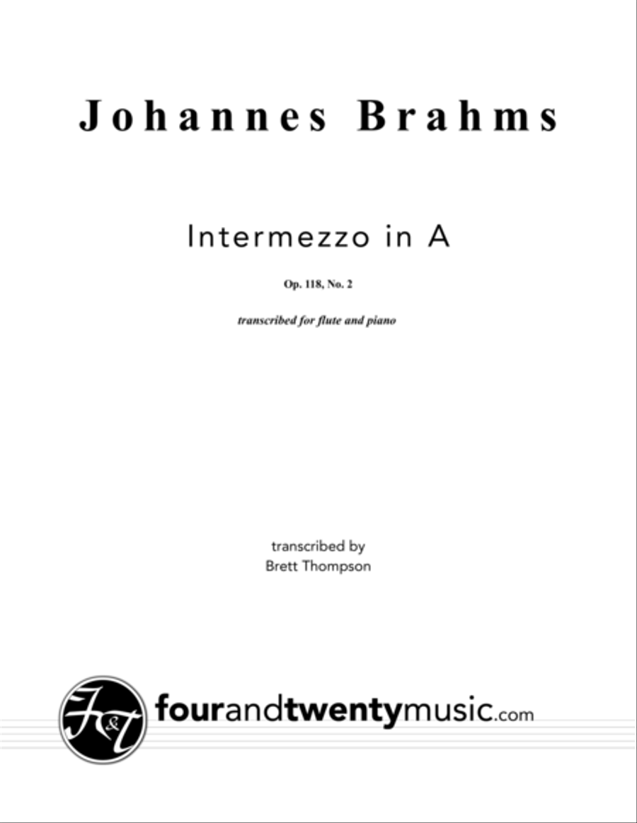 Intermezzo in A, opus 118 no 2 arranged for flute and piano Flute Solo scores gallery preview page 1