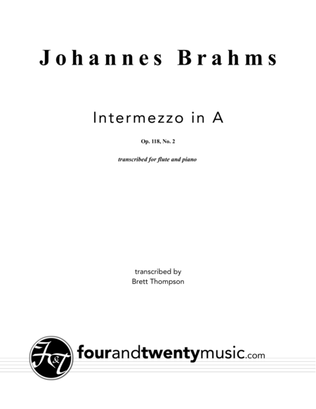 Book cover for Intermezzo in A, opus 118 no 2 arranged for flute and piano