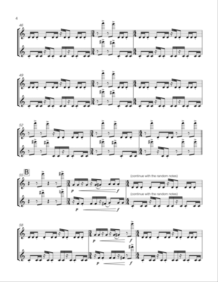 KNEE GAS (ON) for two baritone saxes Woodwind Duet scores gallery preview page 4