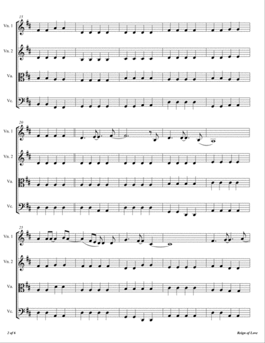 Reign Of Love String Quartet scores gallery preview page 3