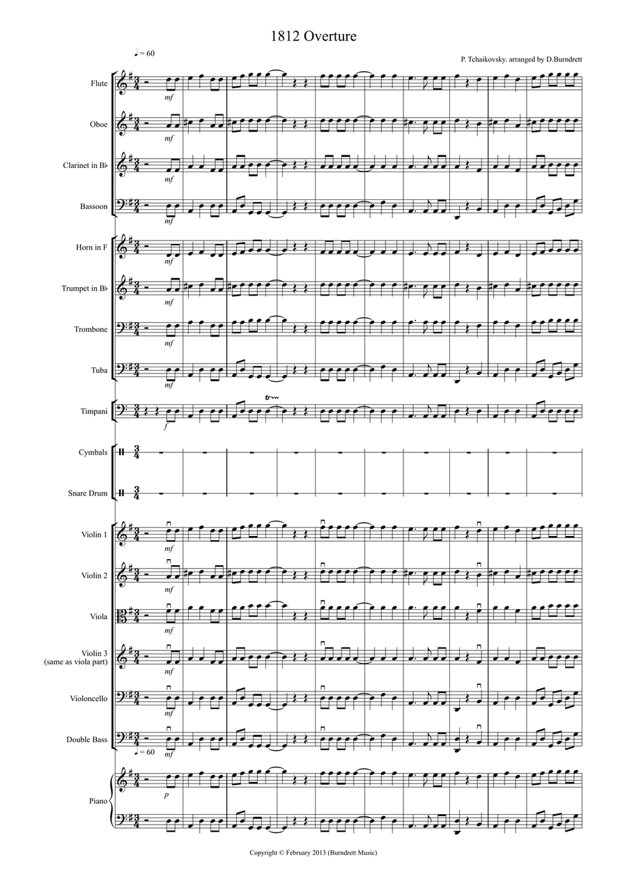 1812 Overture for School Orchestra Large Ensemble scores gallery preview page 1