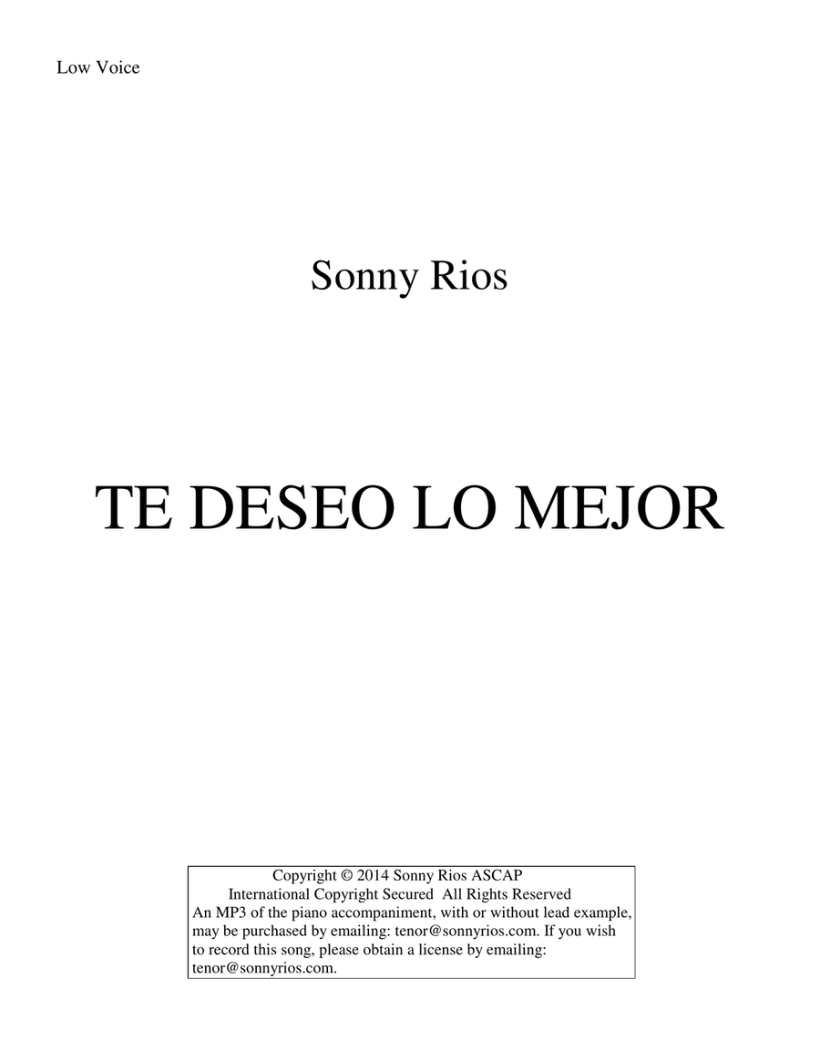TE DESEO LO MEJOR Low Voice scores gallery preview page 1