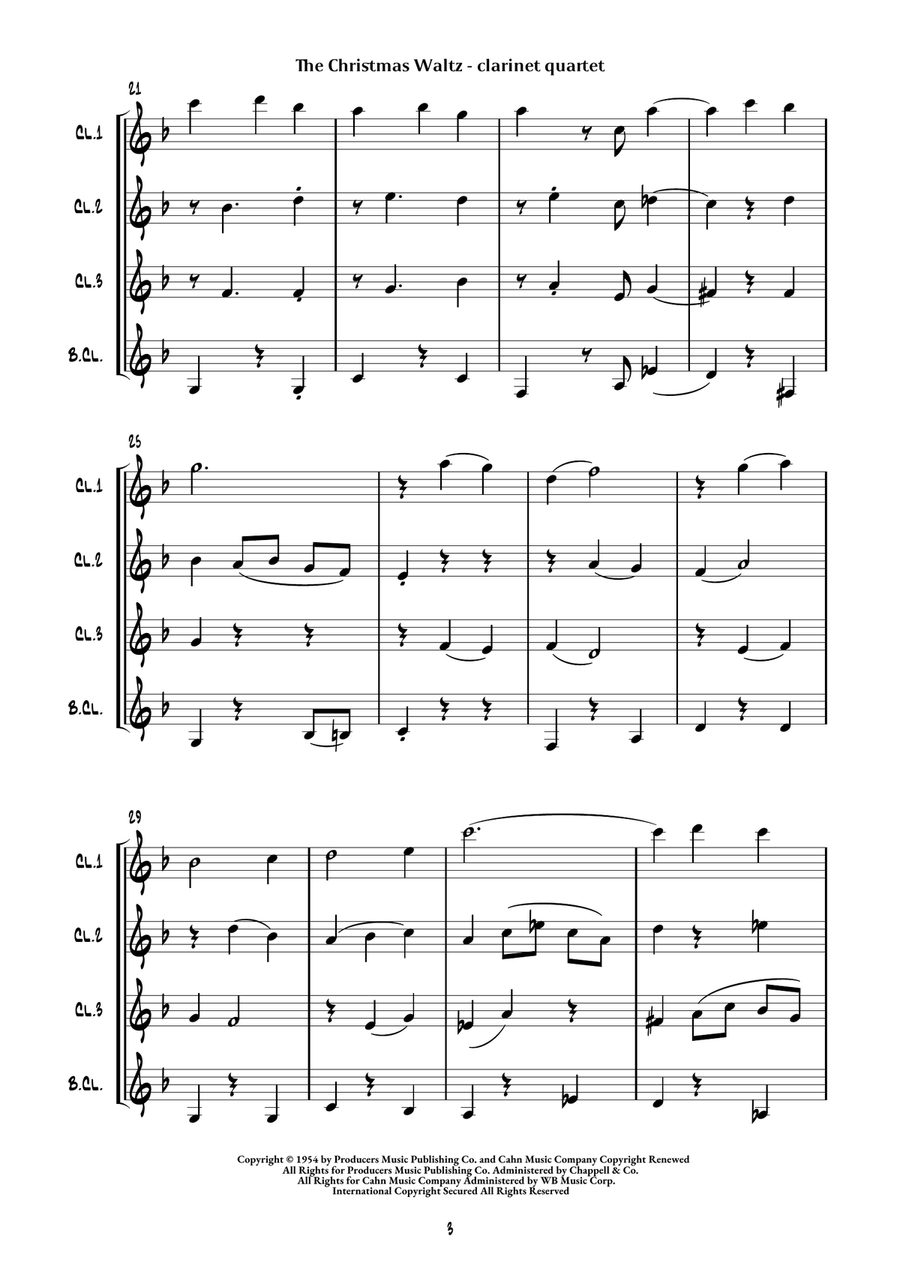 The Christmas Waltz Clarinet Quartet scores gallery preview page 6