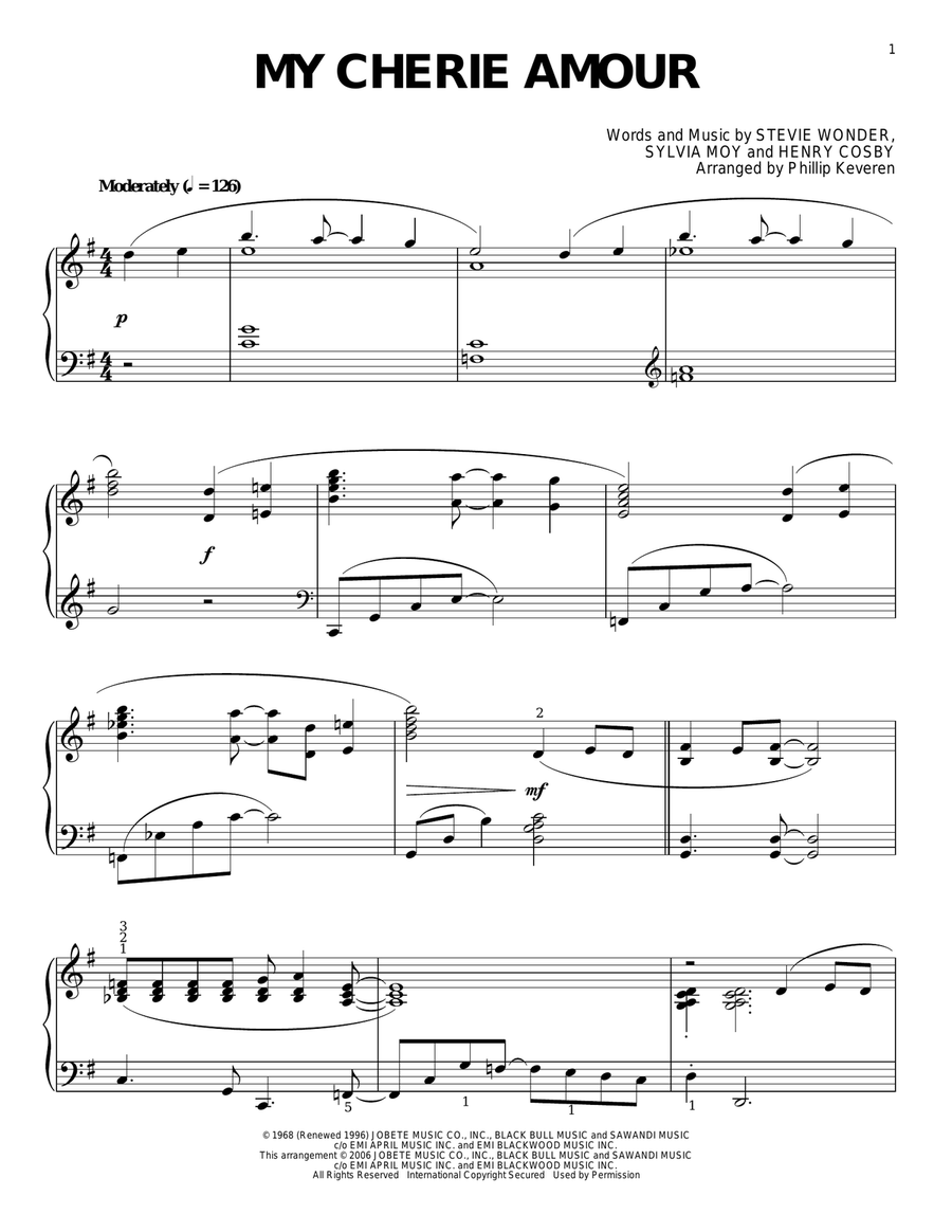 My Cherie Amour (arr. Phillip Keveren) Piano Solo scores gallery preview page 1