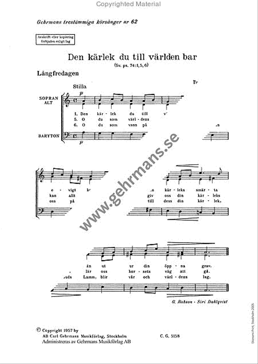 Den karlek du till varlden bar 3-Part scores gallery preview page 2