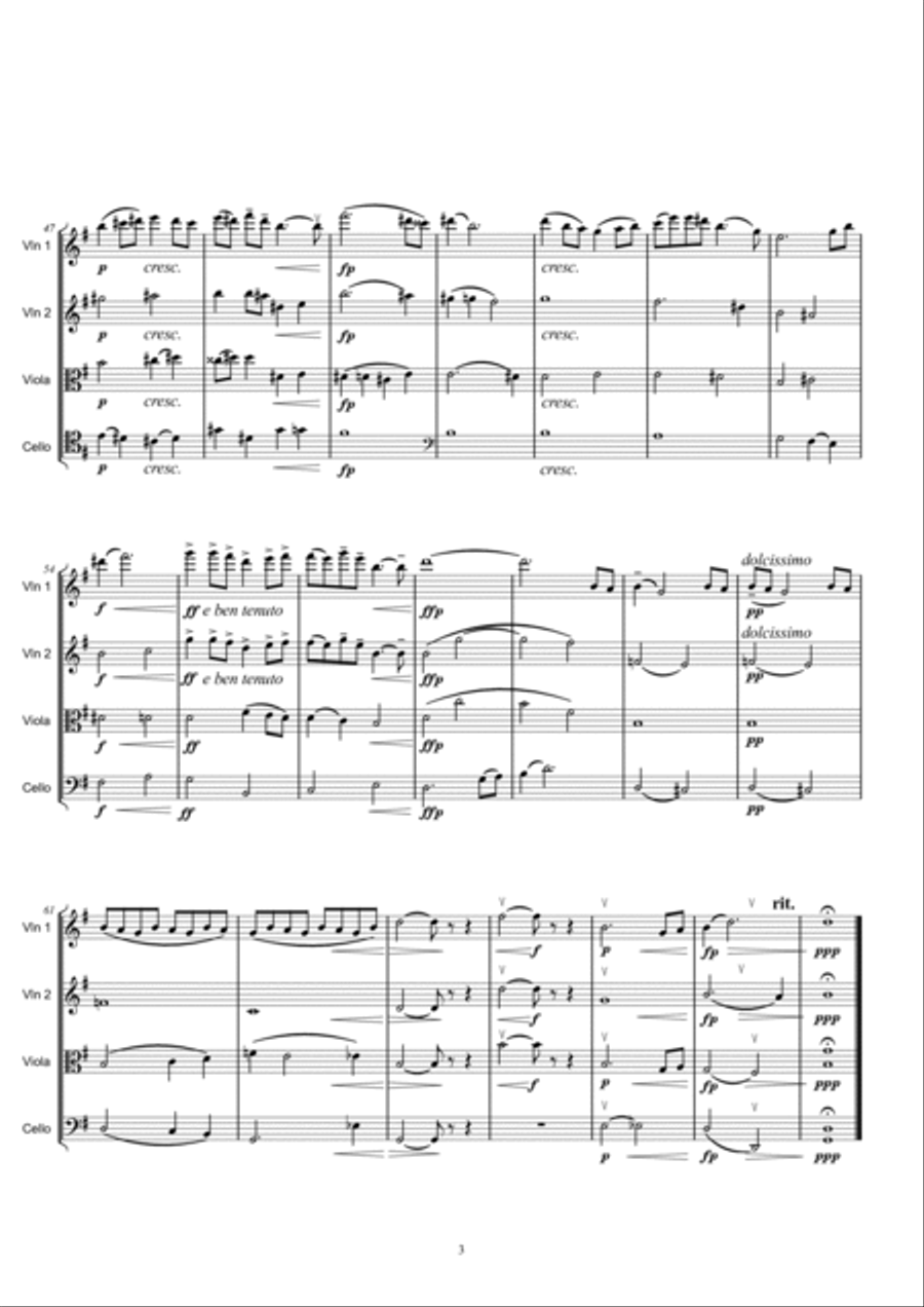 Våren (Last Spring) by Edvard Grieg String Quartet scores gallery preview page 3
