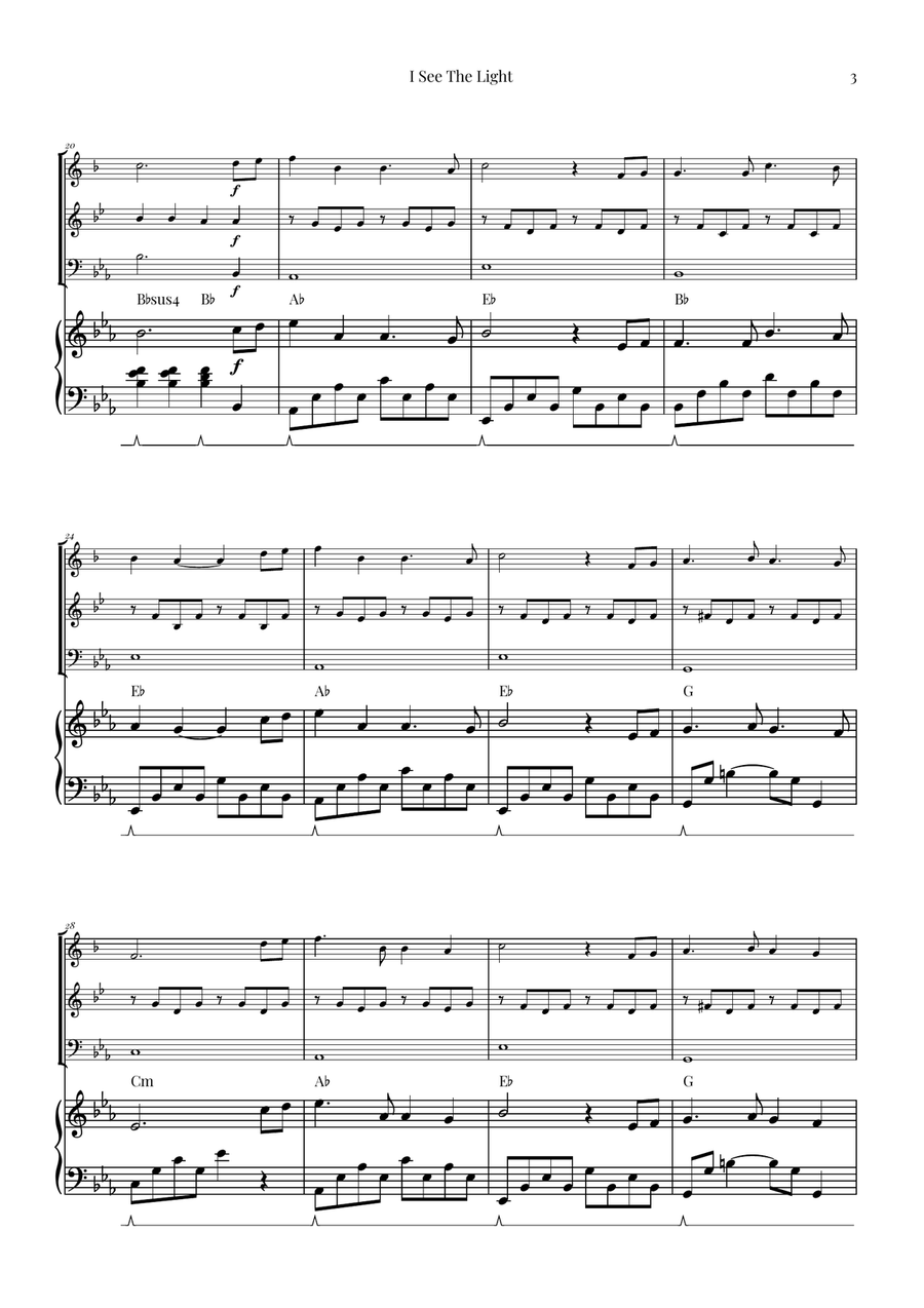 I See The Light Brass Trio scores gallery preview page 3