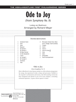 Book cover for Ode to Joy from Symphony No. 9: Score