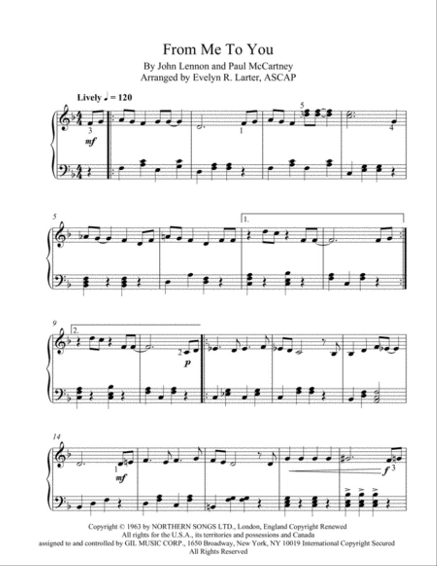 From Me To You Easy Piano scores gallery preview page 1