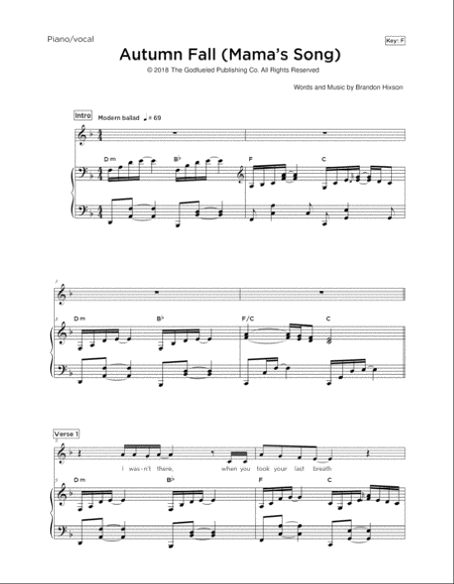 Autumn Fall - Brandon Hixson Voice scores gallery preview page 2