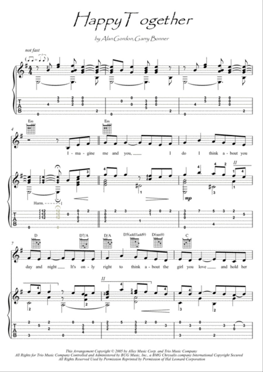Happy Together Electric Guitar scores gallery preview page 1