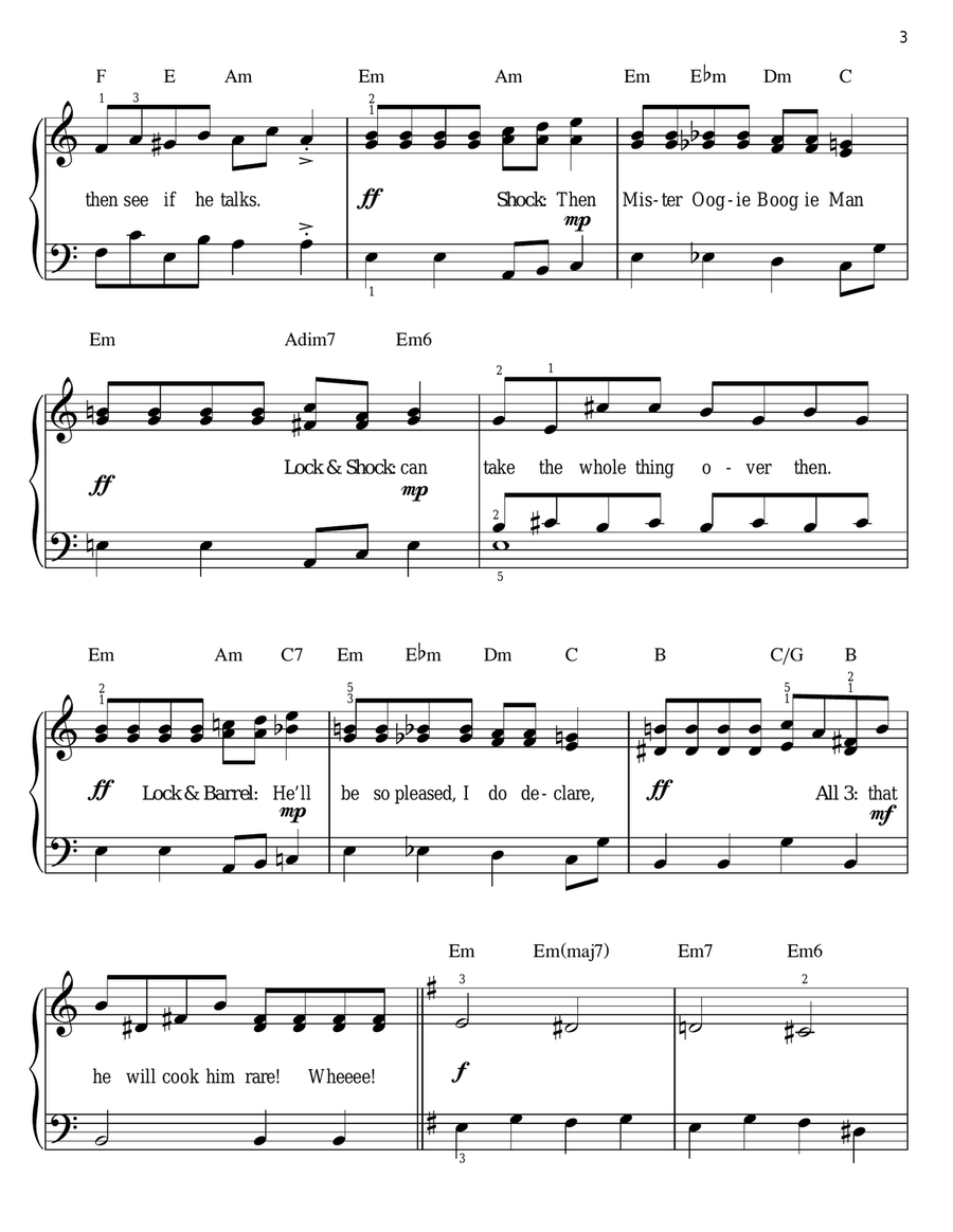 Kidnap The Sandy Claws (from The Nightmare Before Christmas) Easy Piano scores gallery preview page 3