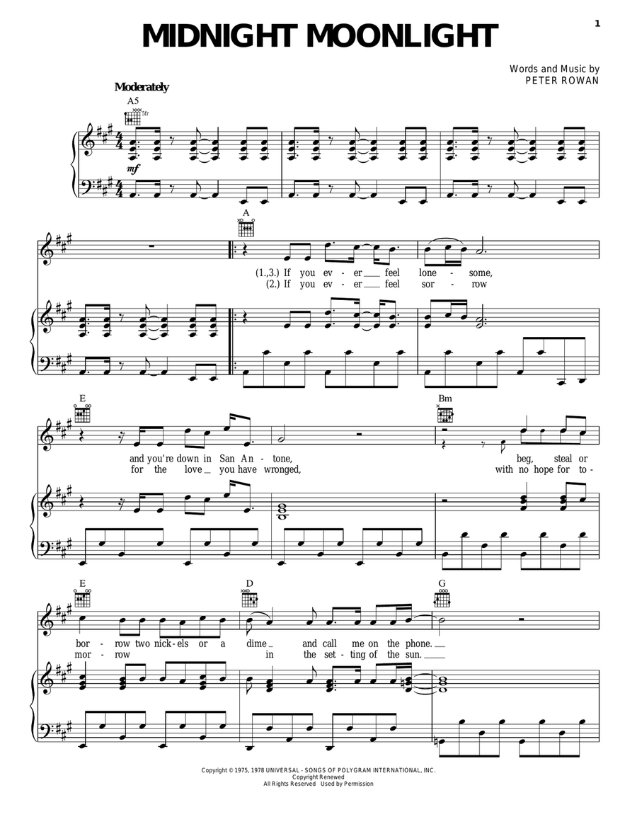 Midnight Moonlight Acoustic Guitar scores gallery preview page 1