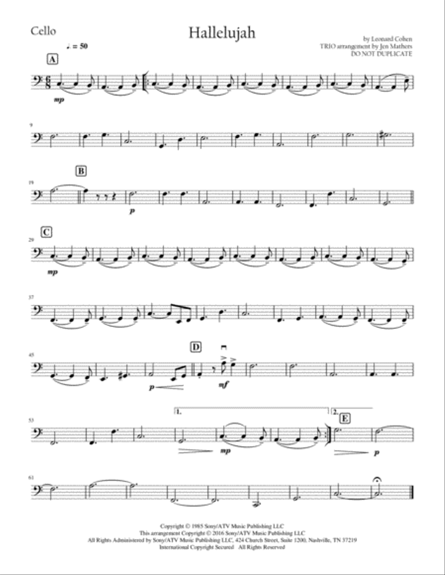 Hallelujah String Trio scores gallery preview page 2