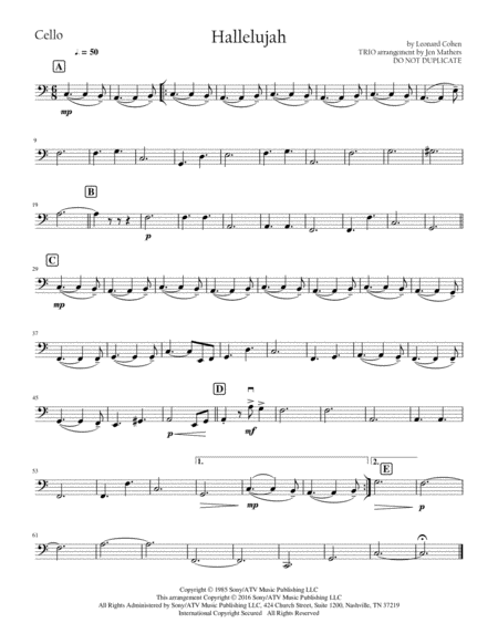 Hallelujah by Justin Timberlake String Trio - Digital Sheet Music