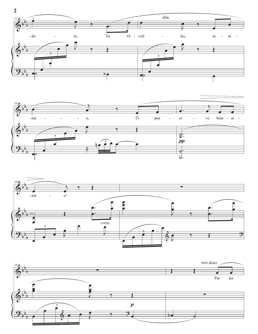 HAHN: L'énamourée (transposed to E-flat major) Piano, Vocal scores gallery preview page 3