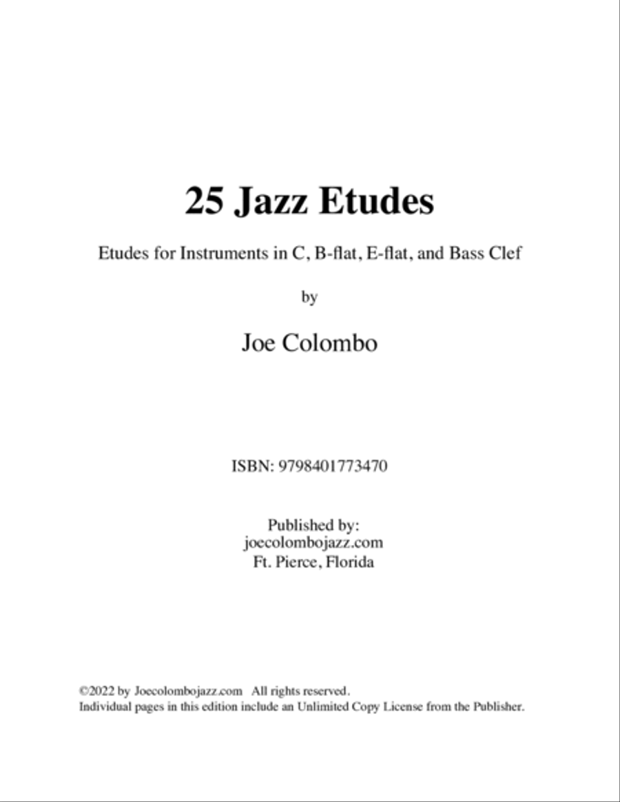 25 Jazz Etudes for Instruments in C, B-flat, E-flat and Bass Clef Saxophone scores gallery preview page 2