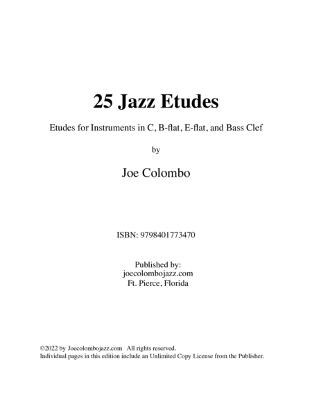 25 Jazz Etudes for Instruments in C, B-flat, E-flat and Bass Clef