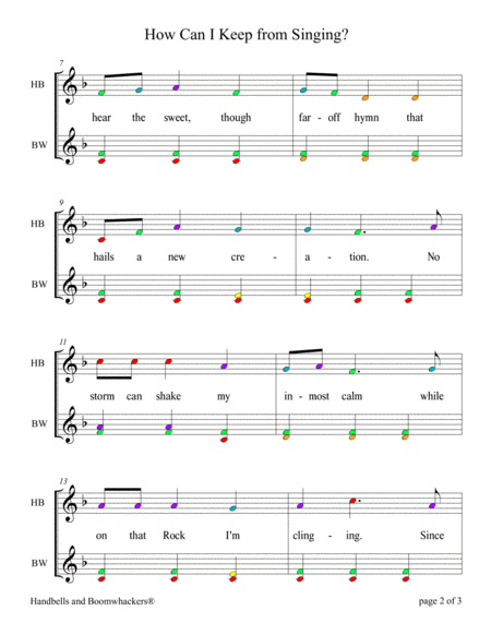 How Can I Keep from Singing? (for 8-note Bells and Boomwhackers® with Color Coded Notes) image number null
