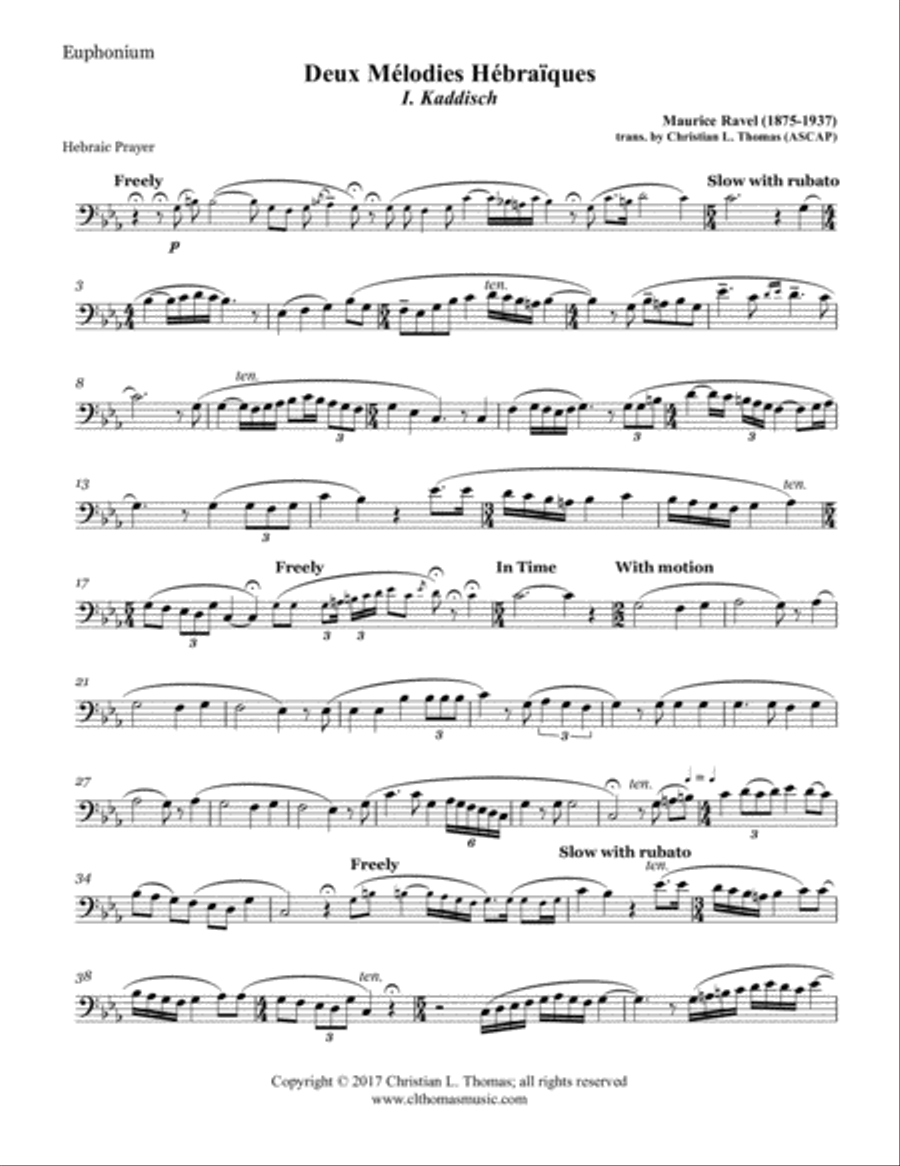 2 Hebraic Melodies - Ravel Euphonium scores gallery preview page 1