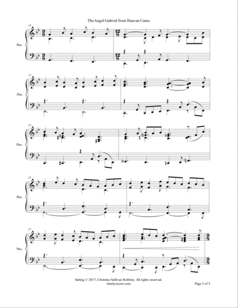 The Angel Gabriel from Heaven Came Piano Solo scores gallery preview page 3