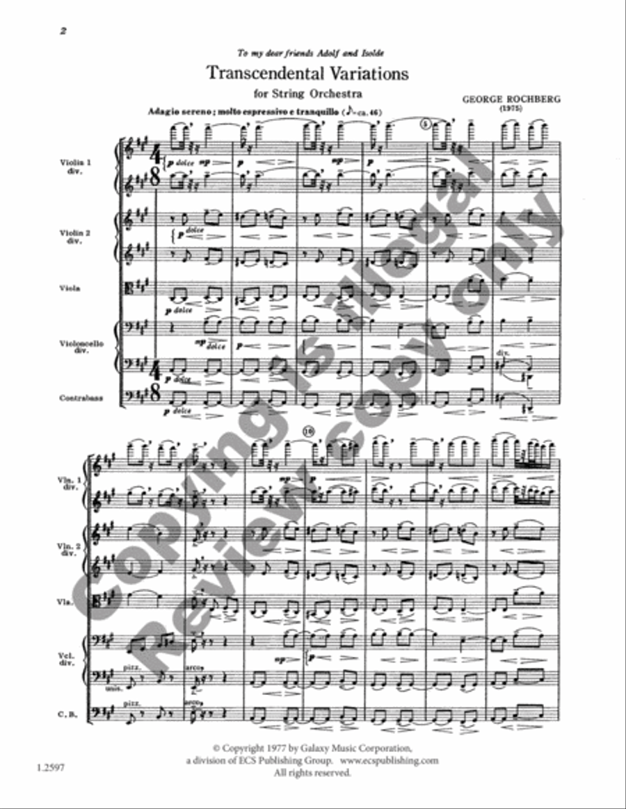 Transcendental Variations String Orchestra scores gallery preview page 3