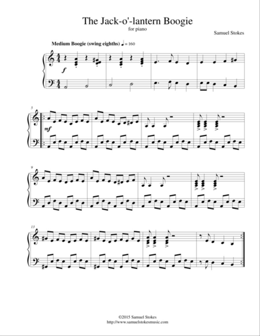 The Jack-o'-lantern Boogie - for piano Piano Method scores gallery preview page 1
